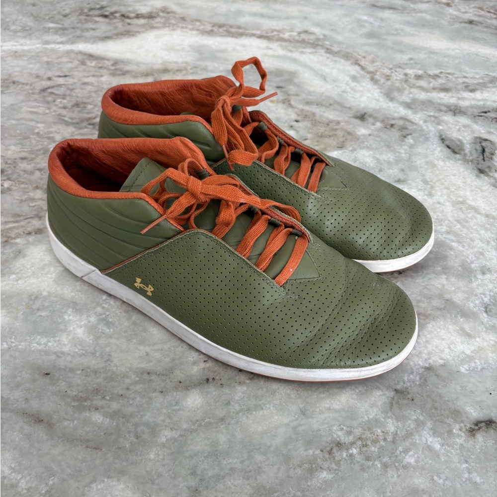 Under Armour Men's UA Charged Engage 2 Olive Green/Orange Sneakers 12.5